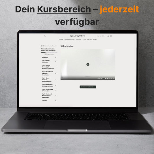 Online-Schlafkurs für Schichtarbeiter – Kursbereich jederzeit auf Laptop, Tablet oder Smartphone verfügbar